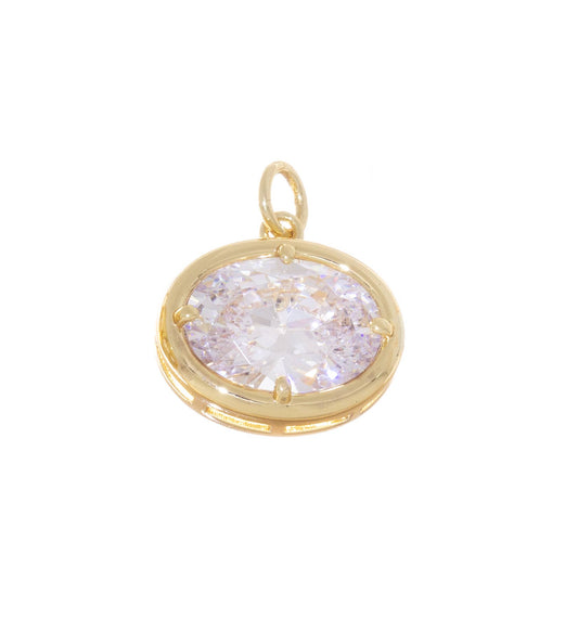 Jewel Pledge - Oval Top Quality CZ Pendant with Gold Wire Choker