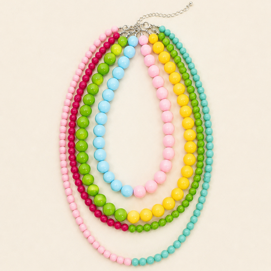 JOSSLYN by wall to wall - Multi Resin Beaded layered Necklaces