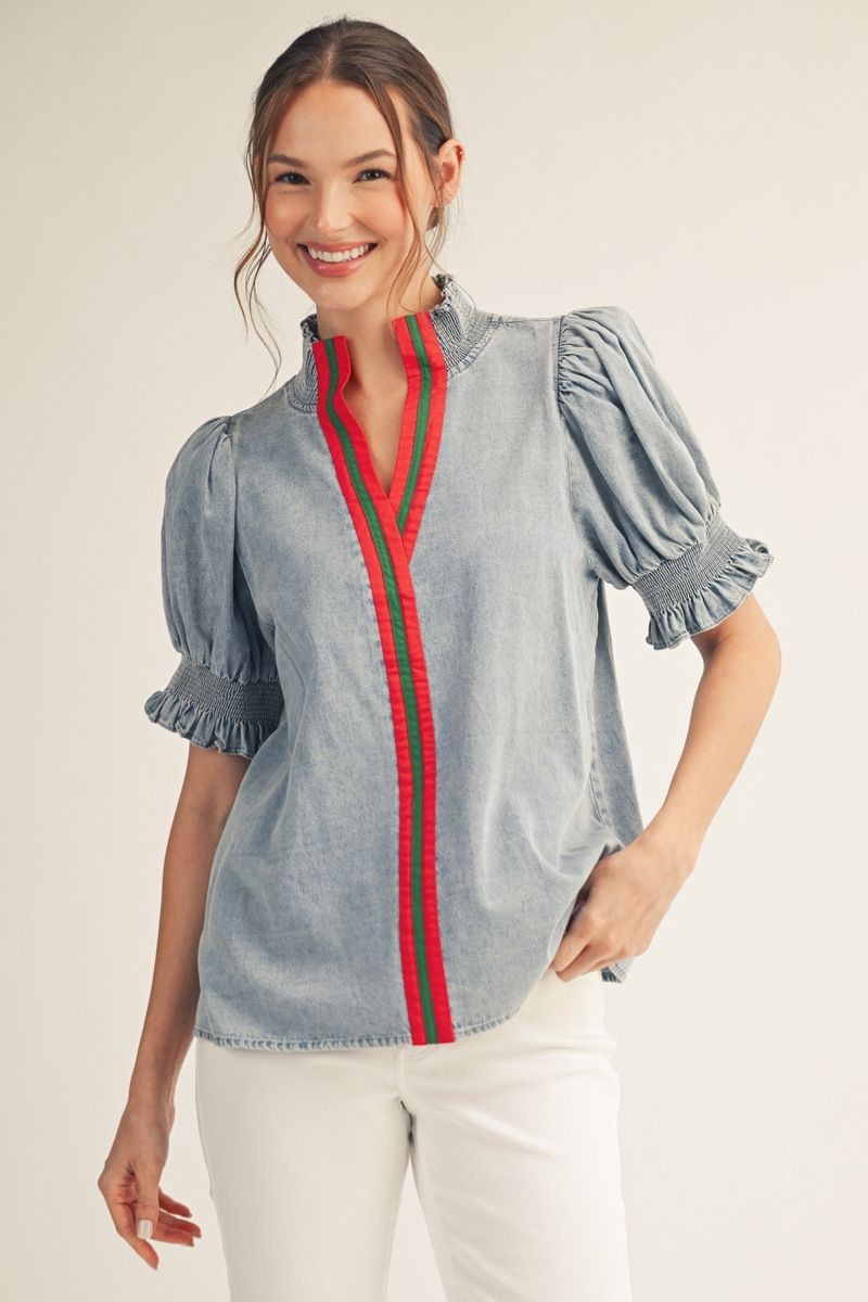 Jodifl Light Washed Denim Top
