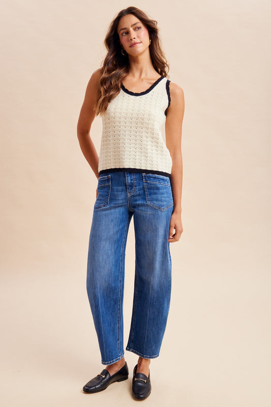 AnnieWear Stretch Denim Slim Barrel Leg Jeans with Angled Pocket