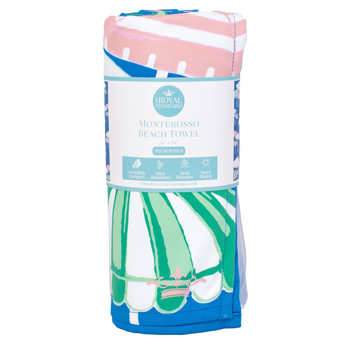 The Royal Standard - Monterosso Beach Towel Sapphire/Pink/Capri 34x70