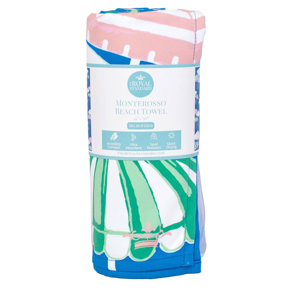 The Royal Standard - Monterosso Beach Towel Sapphire/Pink/Capri 34x70