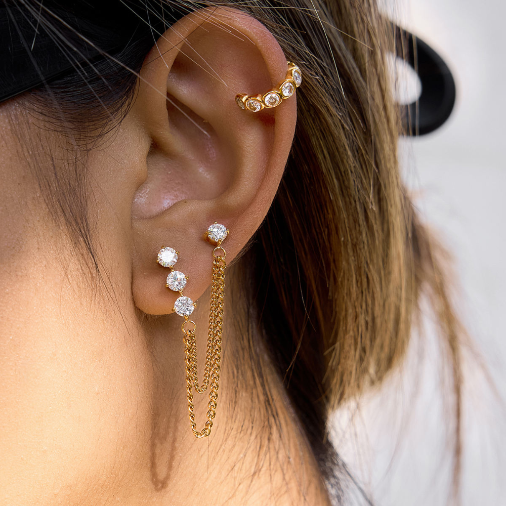 Deep South Originals Inc. - Tropez Chain Drop Earrings 18K Gold Water Resistant Non Tarnish