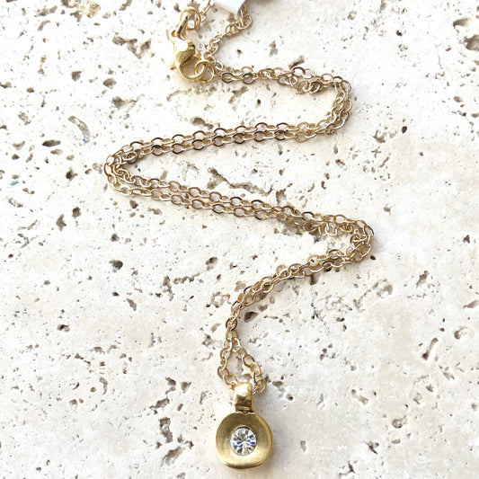VB&CO Designs Dainty Diamond Chain gold necklace coiled showing full length