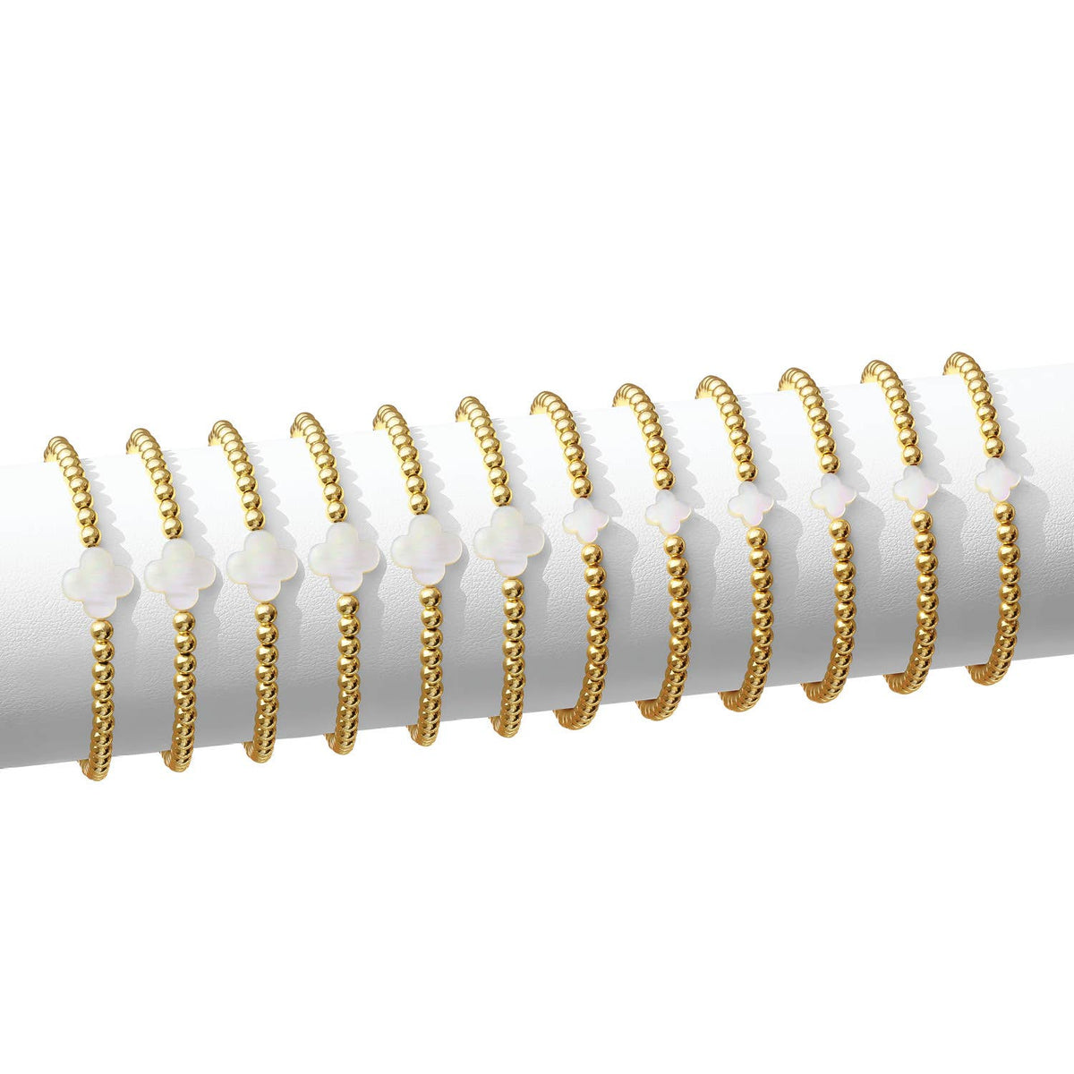 Splendid Iris - 4mm Bracelet With Shell Quatrefoil Accents
