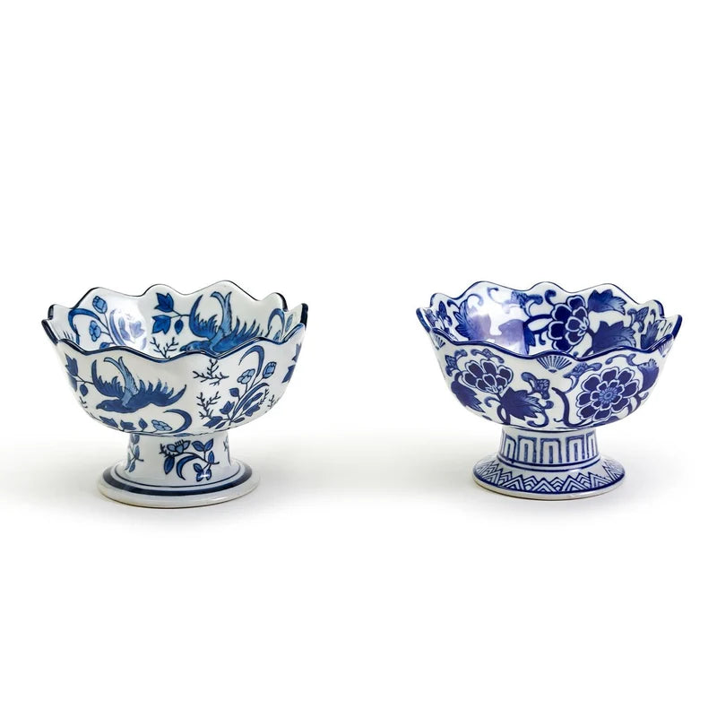Two's Company Scalloped Edge Footed Bowl