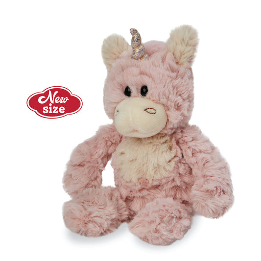 Giffa Cuddly Animal Plush pink unicorn with gold horn and cream belly, new larger size