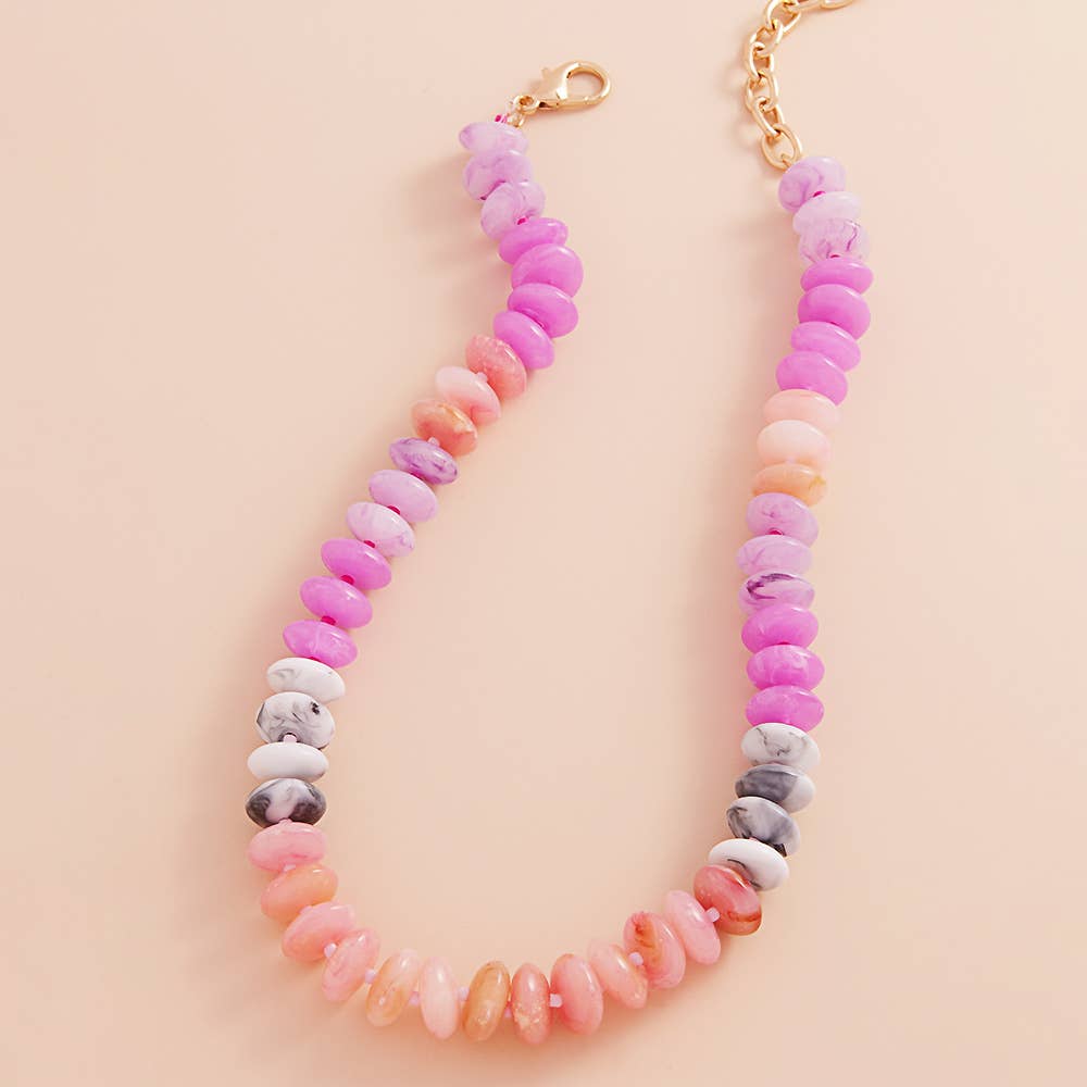 Sensibling Corp. - Ombre Resin Oval Disk Beaded Necklace