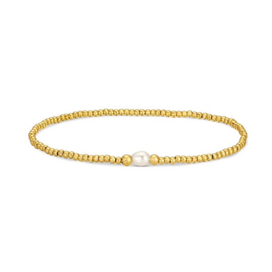 Splendid Iris - 2mm Stretch Bracelets with Delicate Pearl Between 3mm Beads