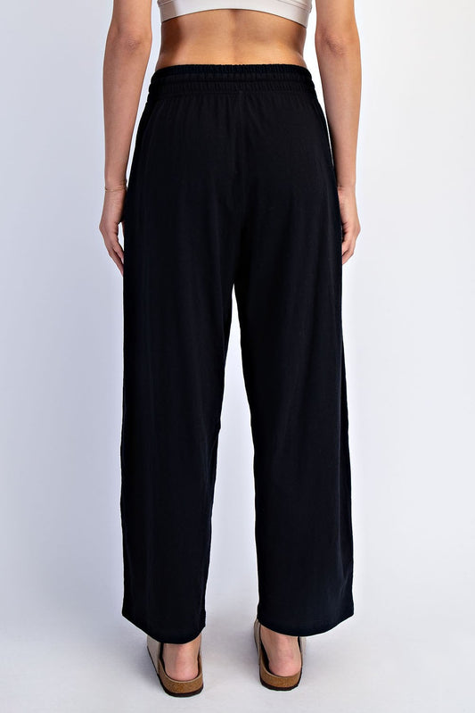 Rae Mode Black Cotton Slub Barrel Pant back view showing full silhouette and relaxed fit