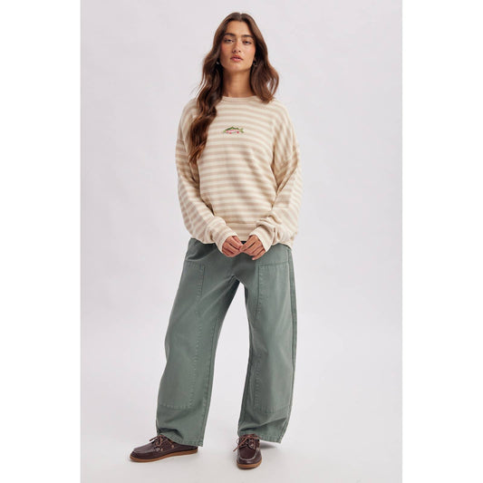 Wishlist Apparel - STRIPED FISH COASTAL GRAPHIC SWEATER