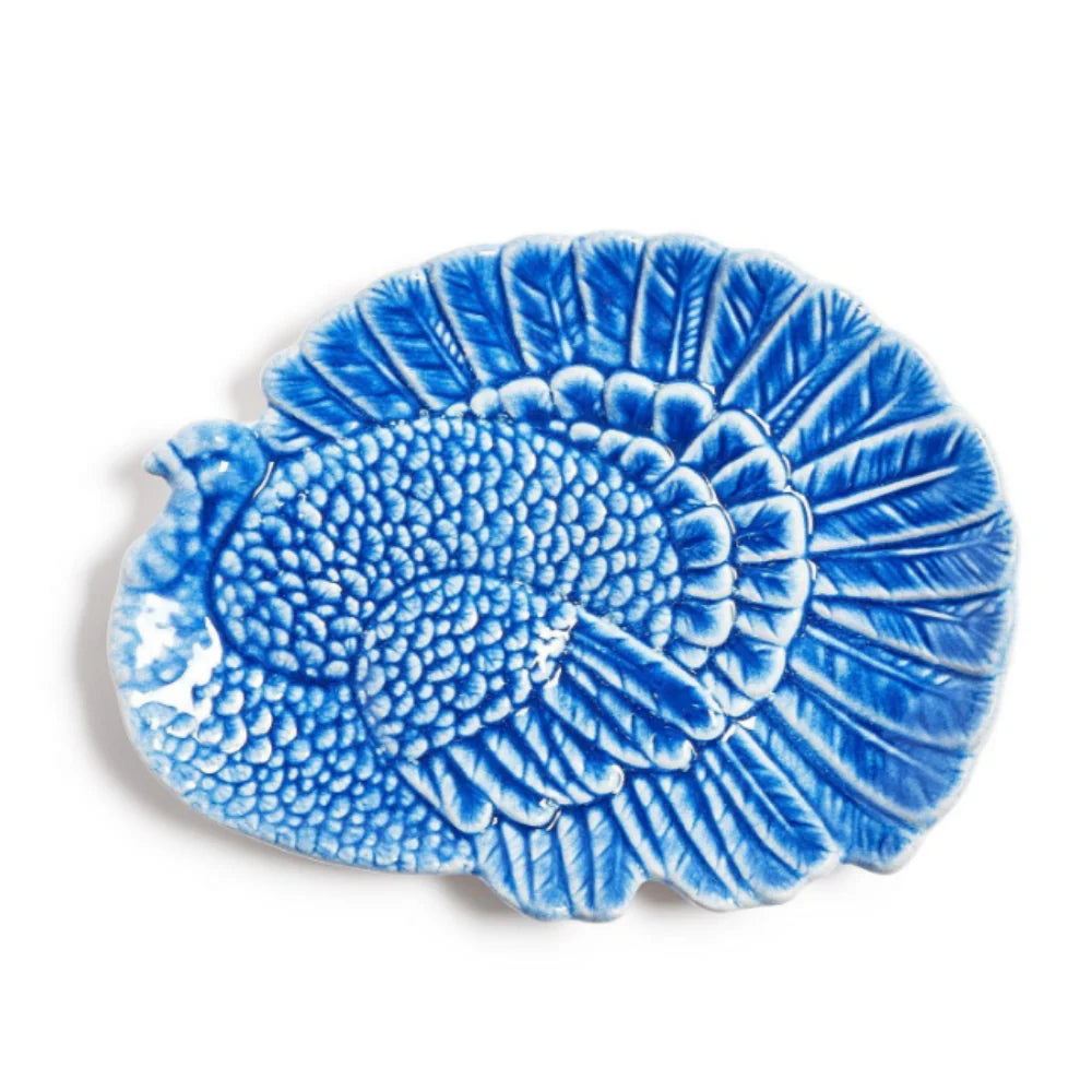 Two's Company Blue Reactive Glaze Turkey Platter