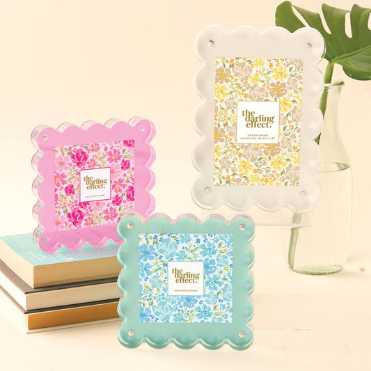 The Darling Effect - Rectangle Scalloped Acrylic Frame-White