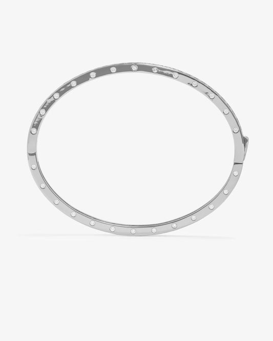 Melinda Maria Ashley Pave Cuff in silver with pave-set crystals, top-down view