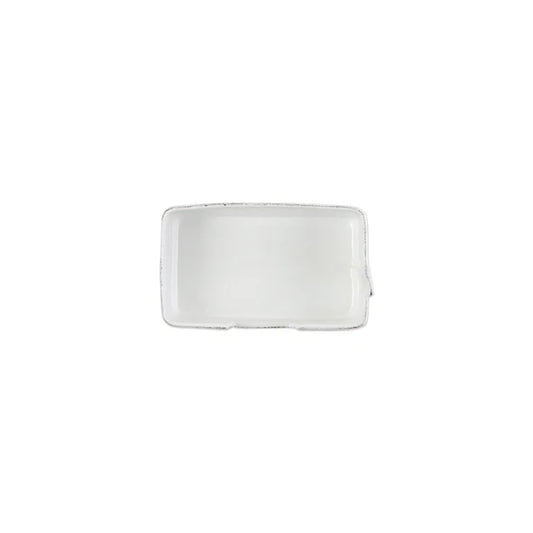 Vietri Melamine Lastra White Guest Towel Holder, top view showing textured surface