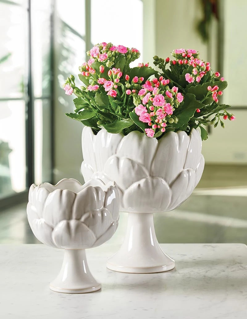 Santa Barbara Ceramic Artichoke Bowl with Pedestal - Large