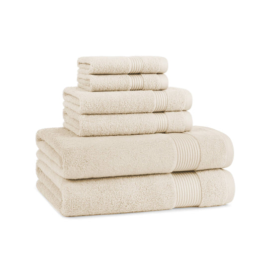 Arkwright Home Host & Home 6-piece bath towel set in cream, stacked display
