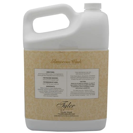 Tyler Glamorous Wash 128 oz back label showing directions and product details
