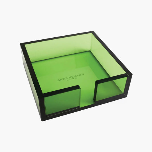 Anne Neilson Home acrylic cocktail napkin tray with black frame and lime green interior