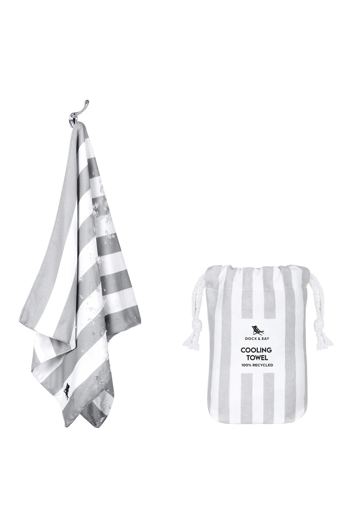 Dock & Bay Cooling Towel (Grey & White Stripe)