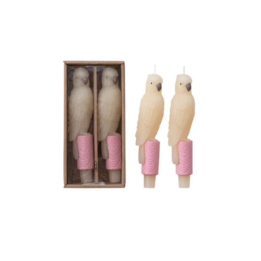 Hazel Mazel - Unscented Parrot Taper Candles in Box