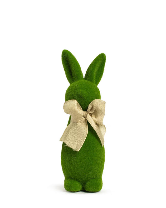 Royal Standard Camille green moss bunny with cream linen bow, front view