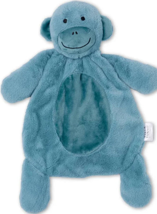 Bella Tunno Big Buddy blue plush monkey lovey with smiling face and textured fur