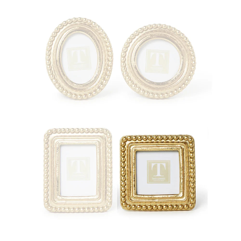Two's Company Beaded Gold Photo Frames