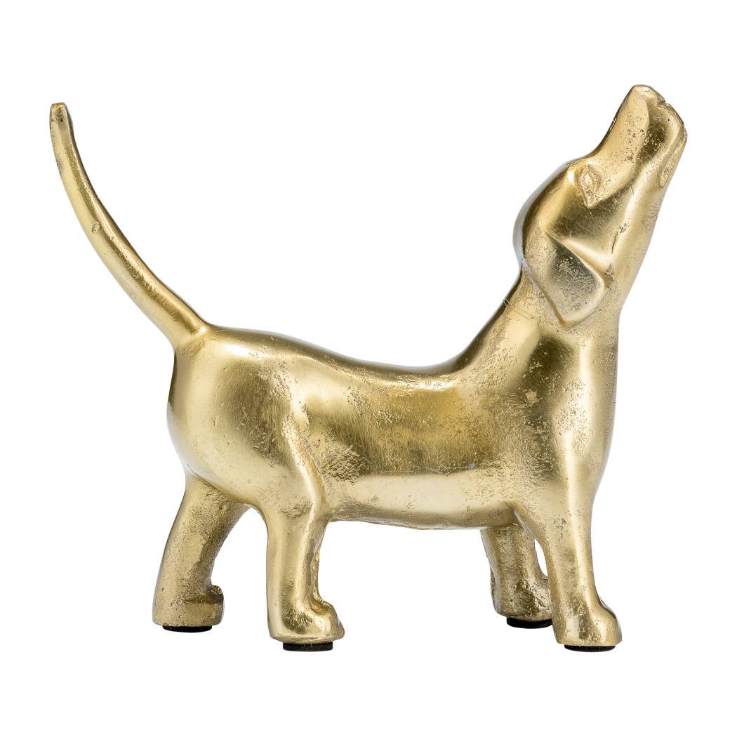 Sagebrook Home - Decorative Figurine - Gold Metal Modern Howling Dog, 7 in.