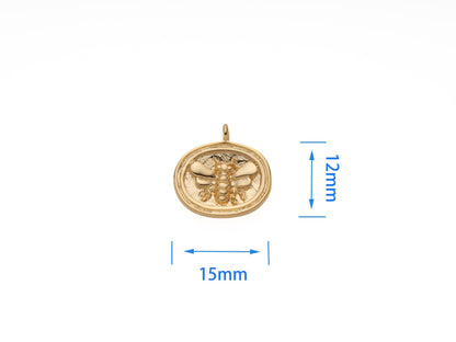 Jewel Pledge - Gold Honey Bee Wax Seal Pendant with Queen Bee Charm CPG2104