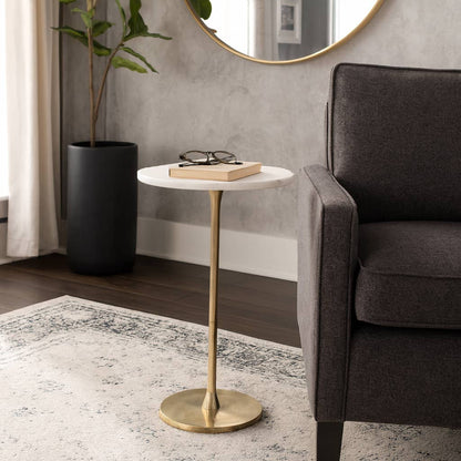 Sagebrook Home - Gold/White Marble Top End Table