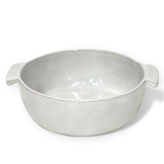 Carmel Ceramica Cozina white round ceramic baker with handles