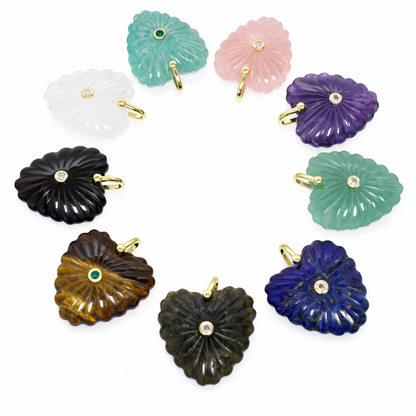 Jewel Pledge - Heart Gemstone with cz bezel embellishment GSF022