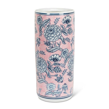 Abbott - Floral Print Umbrella Stand-Pink & Blue-18"H