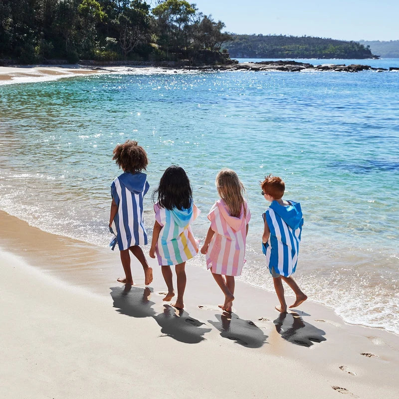 Dock & Bay Mini Poncho (Ages 4-7) Jade Green & White Stripe