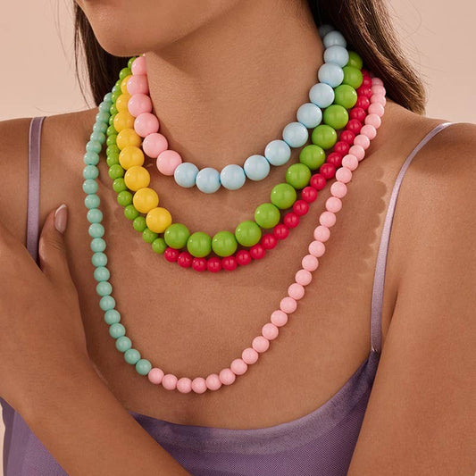 JOSSLYN by wall to wall - Multi Resin Beaded layered Necklaces