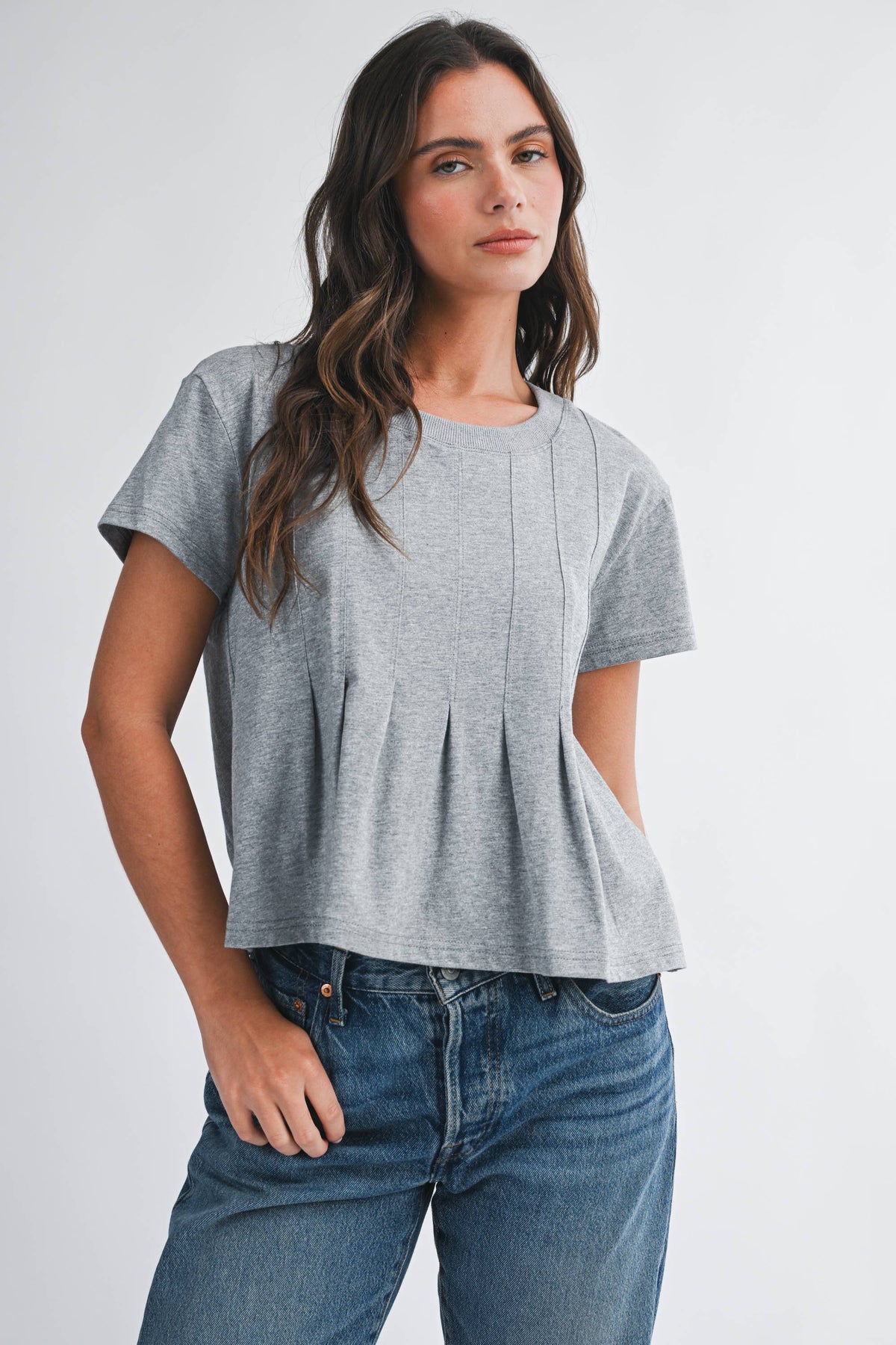 AEMI + CO - 8613HK Pleated Swing Tee Top