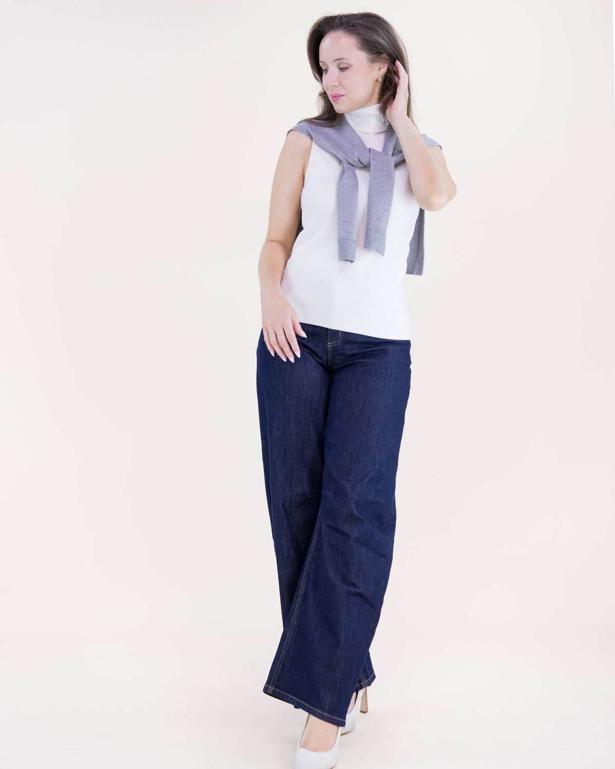 Original USA - Solid Preppy Mock Sweater Wrap