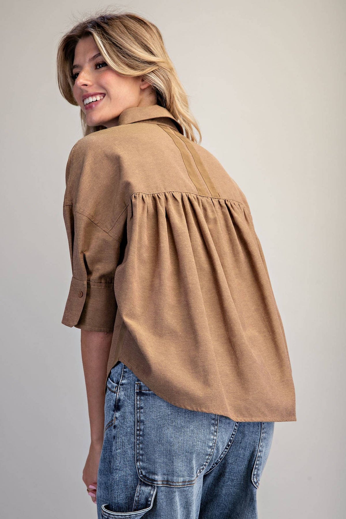 Peace Love Line - PM4822 - BUTTON DOWN SHORT SLEEVE SHIRT