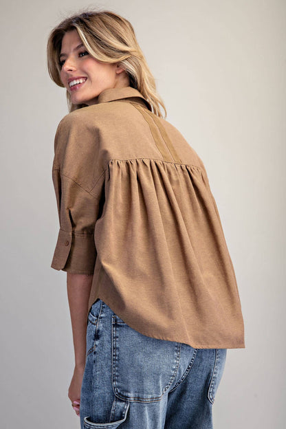 Peace Love Line - PM4822 - BUTTON DOWN SHORT SLEEVE SHIRT
