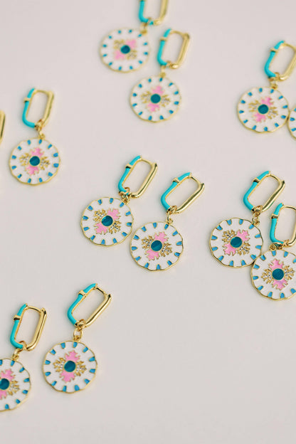 St Armands Designs of Sarasota - Capri Tile Enamel Charm Statement Earrings