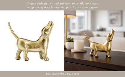 Sagebrook Home - Decorative Figurine - Gold Metal Modern Howling Dog, 7 in.