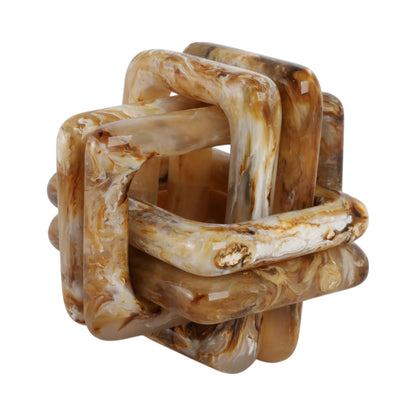 Sagebrook Home - Resin Marbled Knot Decorative Sculpture - Tan, 6 in.