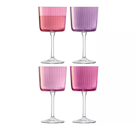 LSA Gems wine glasses in garnet and purple with ribbed texture, set of four