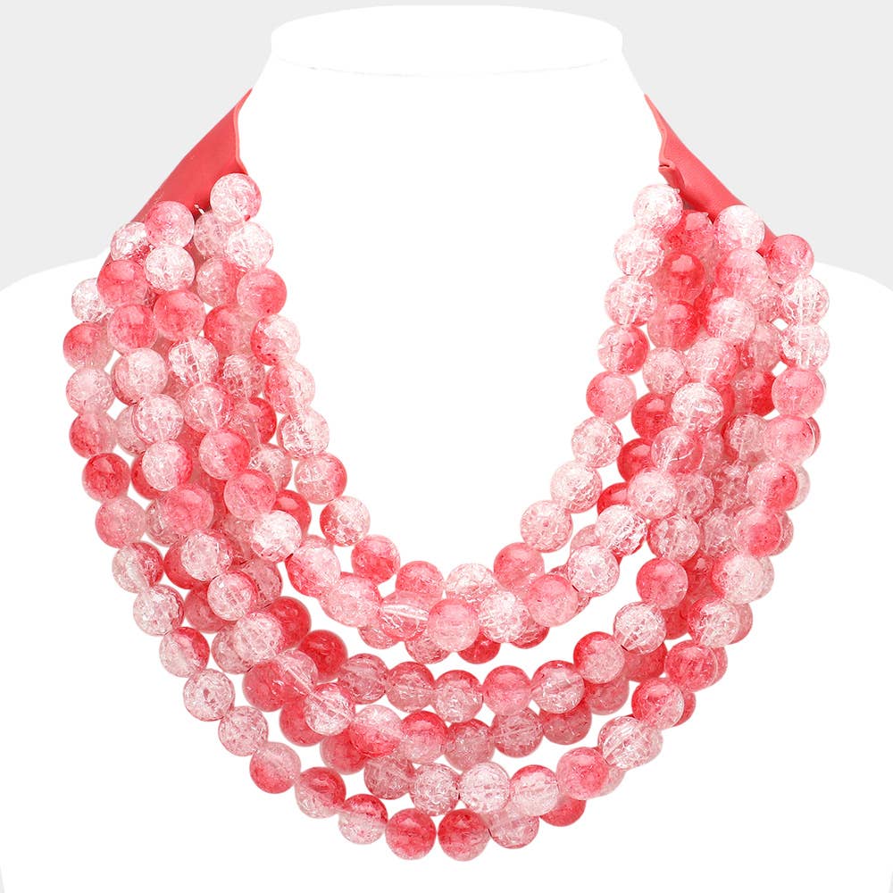 Sensibling Corp. - Chunky Acrylic Bead Layered Faux Leather Magnetic Necklace