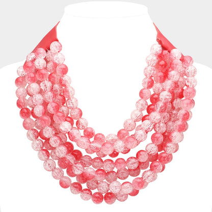 Sensibling Corp. - Chunky Acrylic Bead Layered Faux Leather Magnetic Necklace