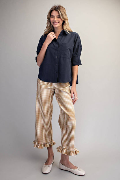 Peace Love Line - PM4822 - BUTTON DOWN SHORT SLEEVE SHIRT