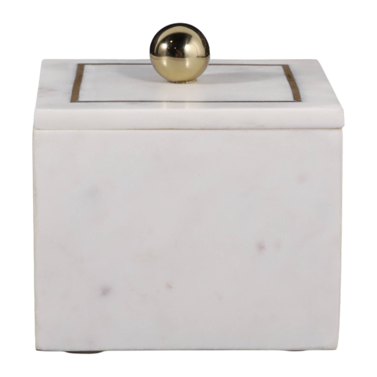Sagebrook Home - Marble Modern Storage Box with Removable Lid - White, 5 in.