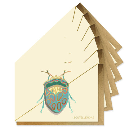 Good Juju Ink - Teal Beetle Stationery Boxed Set Of 6 Cards