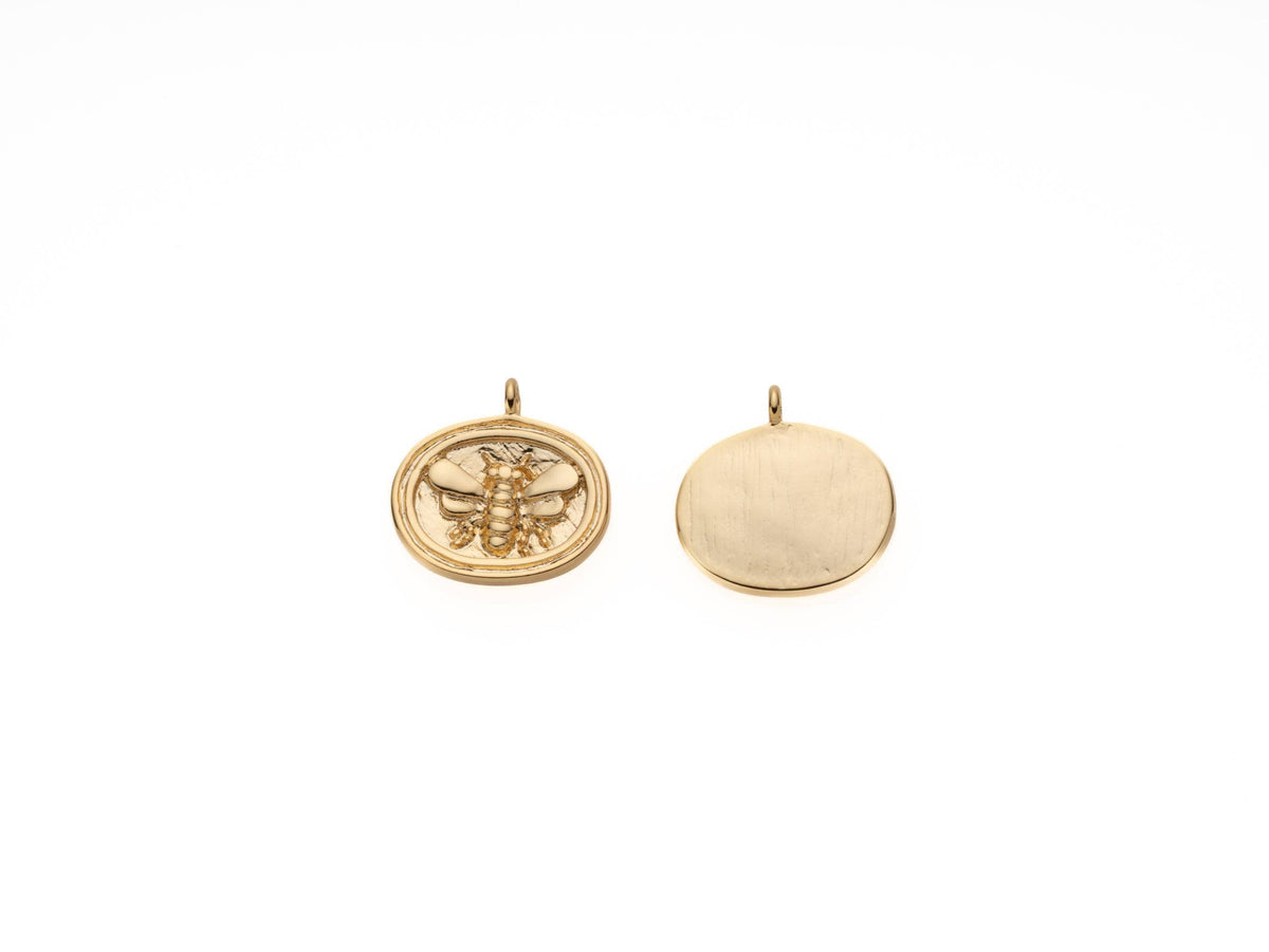 Jewel Pledge - Gold Honey Bee Wax Seal Pendant with Queen Bee Charm CPG2104